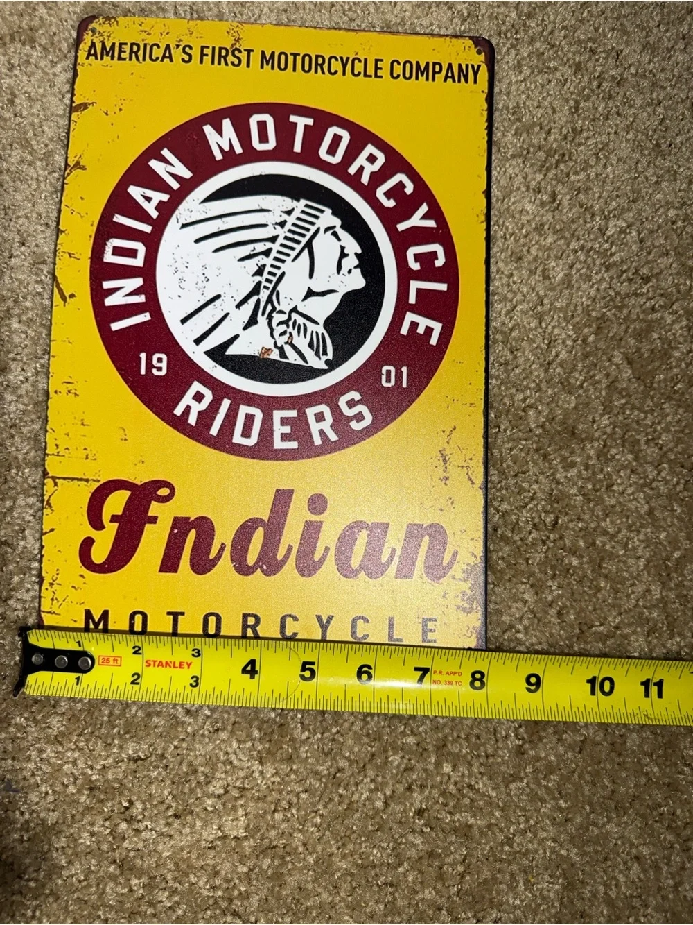 Indian Motorcycle Riders Metal Tin Sign Vintage‎ Style Wall Decor